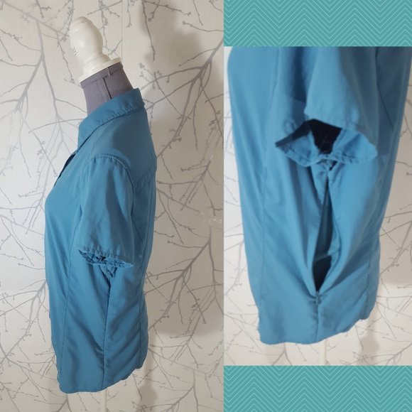 REI Blue Tactel Nylon Button Front Hiking Shirt - Picture 2 of 4